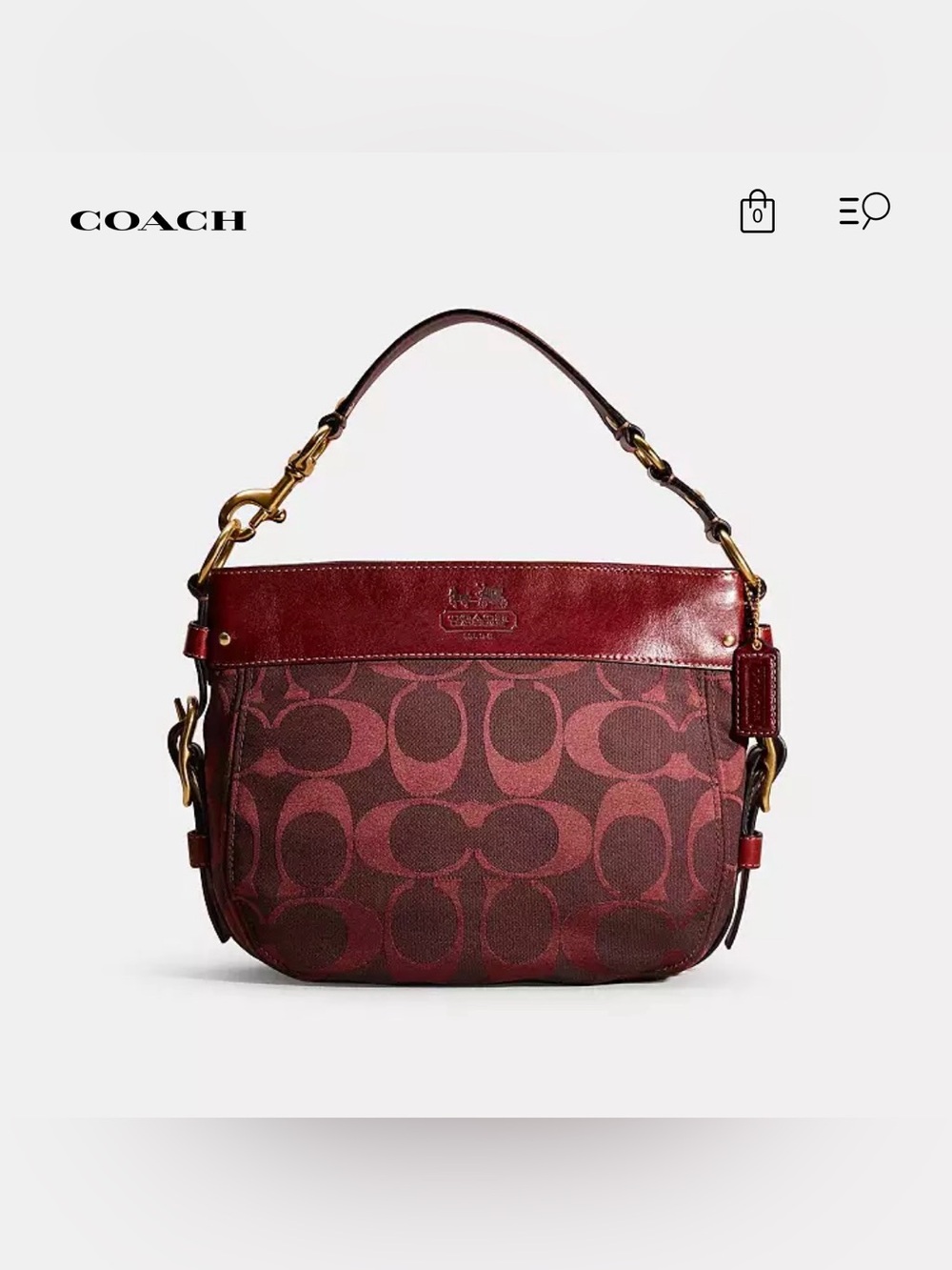 RETIRED- Coach Zoe Set in Signature Jacquard & Leather Burgundy 2009